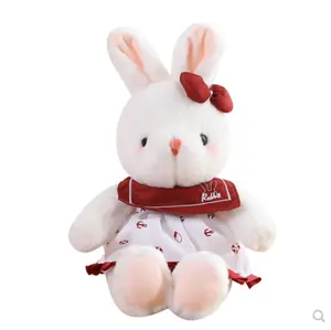 CE/ASTM OEM Wholesale Beautiful Rabbit In Dress Plush Toys Customized Stuffed Cushion 2024 Trending Toys For Children's Gift
