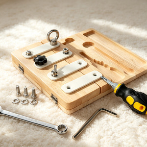 Jeu de tournevis en bois pour enfants, outils d'activités, motricité fine, apprentissage préscolaire, <span class=keywords><strong>jouet</strong></span> sensoriel, ensemble de planches à tournevis Montessori - Product Image 2