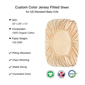 Groothandel Op Maat Gemaakte Kleur Biologisch Katoenen Gebreide Spannlaken 52x28 inch Zacht Ademend Universeel Neutraal Baby Elastisch Wieg Lakentje - Product Image 4