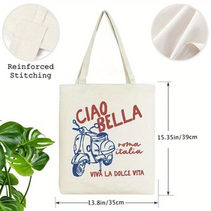 Bolsa de Tela con Estampado de Ciao <span class=keywords><strong>Bella</strong></span> <span class=keywords><strong>Roma</strong></span> Italia, Ideal para Uso Diario, Compras, Escuela y Viajes - Product Image 3