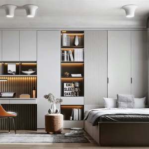 Meubles de chambre à coucher, placard en placage, haute qualité, modulaire, nouveau, panneau moderne, MDF, armoires avec revêtement en placage - Product Image 1