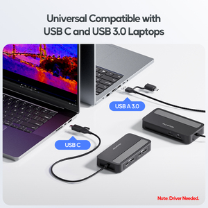 Station d'accueil PULWTOP <span class=keywords><strong>USB</strong></span> <span class=keywords><strong>C</strong></span> <span class=keywords><strong>Displaylink</strong></span> avec double écran 4K60Hz pour MacBook M1/M2/M3/Windows DisplayPort ou HDMI, Ethernet - Product Image 4