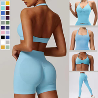 Спортивный комплект F235 Xingzhong New Seamless для женщин: бесшовные шорты-велосипедки с эффектом push-up и топ для йоги (2 предмета)