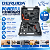 Kit de tournevis électrique sans fil DERUIDA, rechargeable, OEM, avec embouts, douilles et tige flexible