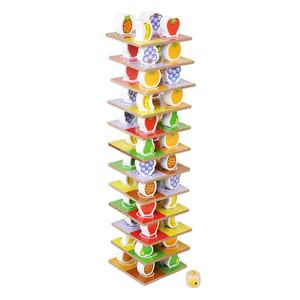 Blocs empilables de fruits en bois | Jouet de tour d'empilage éducatif pour enfants, <span class=keywords><strong>jeu</strong></span> d'empilage de table interactif parent-enfant - Product Image 1