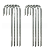 Piquets de tente à vis filetés en forme de J, en acier galvanisé, pointe acérée, ancre de terre coupe-vent pour camping et extérieur