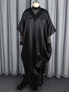 ชุดเดรสยาวแบบสวมไม่มีสายคล้องไหล่สำหรับผู้หญิงสไตล์แอฟริกัน ผ้าลูกไม้แบบ Bubu แขนบาน เอวธรรมชาติ - Product Image 4