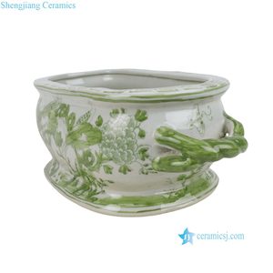 RZSC68-A-B-C-D-E Nouveau petit <span class=keywords><strong>pot</strong></span> <span class=keywords><strong>de</strong></span> fleurs <span class=keywords><strong>de</strong></span> jardin en forme d'ellipse avec motif d'oiseaux et <span class=keywords><strong>de</strong></span> fleurs peints à la main avec deux poignées - Product Image 3