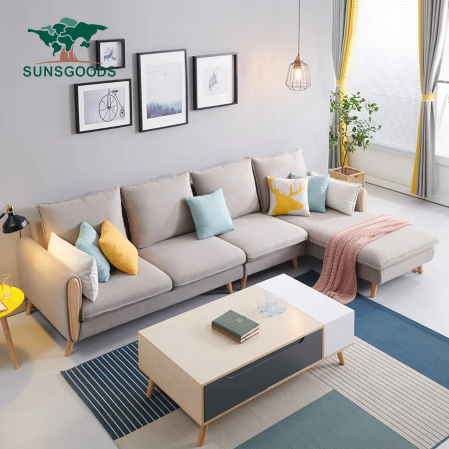 Gaya Modern Modular Sofa Salon Kain Sectional L Sofa Ruang Tamu Sofa Set Perabot Rumah