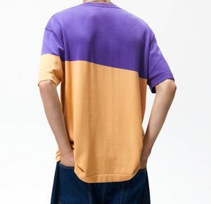 Custom Logo Summer Casual Knit T-Shirt Color Blocking Design <b>Men'S</b> Knit Short-Sleeved <b>Pullover</b> - Product Image 3