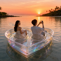 Kayak transparent en forme de cœur OEM pour deux personnes, idéal pour la location en station balnéaire et les sports nautiques en plein air