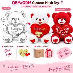 Oursons en peluche duo blanc et rouge, deux façons de dire « je t'aime », animaux en peluche OEM ODM <span class=keywords><strong>pour</strong></span> <span class=keywords><strong>cadeau</strong></span> de la Saint-Valentin, vente en gros directe usine - Product Image 2