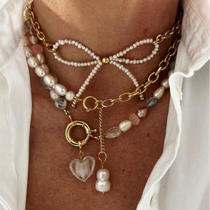 Elegante Collana di Perle da <span class=keywords><strong>Donna</strong></span> in Acciaio Inossidabile Dorato 18K con Semplice Pietra Naturale Barocca d'Acqua Dolce Girocollo di Perle - Product Image 4