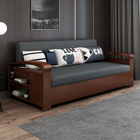 Multifunktion ales, hochwertiges, importiertes Massivholz-Klapp-Sit-Sleep Einfaches Push-Pull-Wohnzimmer-Aufbewahrung sofa