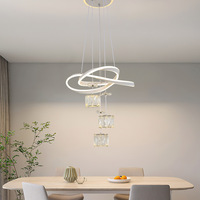 Luminaire suspendu au plafond, réglable en hauteur, en gel de silice, rond, LED, avec télécommande, pour salle à manger