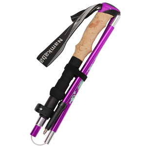 Bâtons de randonnée Namkabaw, 5 sections, en alliage d'aluminium télescopique, couleur violette, ensemble d'équipement de marche en plein air - Product Image 5
