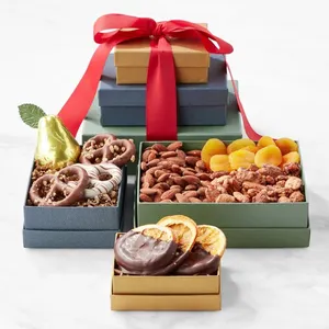 Boîte en papier noir pour aliments, pièces, cadeau de stockage, date, Fruits secs, noix