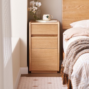 L7027 Simple Modern Bedroom Furniture Solid Oak Wood 3 Drawers <strong>Slim</strong> NightStand <strong>Bedside</strong> <strong>Table</strong> for Small-sized Apartments - Product Image 2