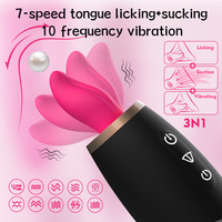 Vibrateur 3-en-1 à succion de langue, 7 modes, stimulateur clitoridien lécheur, en silicone rechargeable, jouet sexuel pour femmes, vente en gros OEM