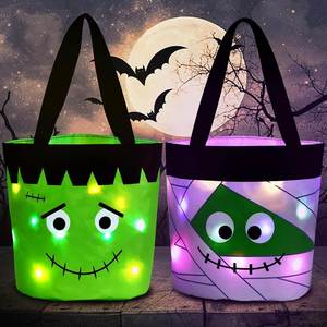 Bolsa de Dulces de Calabaza Personalizada con Luces LED Multicolores Brillantes, Cubo de Halloween para Truco o Trato, Decoración para Fiestas y Festivales - Product Image 3