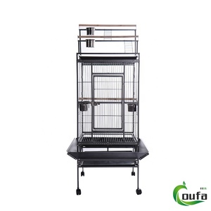 Jaula espaciosa y fácil de limpiar para loros, con plataforma de juego de hierro engrosado, rodillos, puertas laterales y compartimento para guacamayos y cacatúas. - Product Image 3
