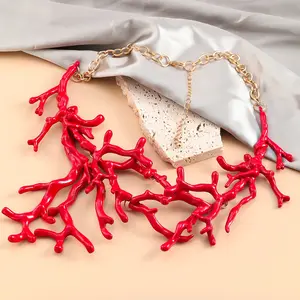 Style bohème nouveau collier en alliage exagéré <span class=keywords><strong>corail</strong></span> rouge personnalité tendance collier bijoux en gros - Product Image 1