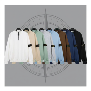 เสื้อสเวตเตอร์ผู้ชายปักลายเข็มทิศ ST แบบลำลอง แฟชั่นสไตล์สตรีท ผ้าฝ้าย 100% ระบายอากาศได้ดี เหมาะสำหรับฤดูใบไม้ร่วง มีซิป ¼  แบบสปอร์ต - Product Image 1