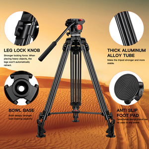 Trípode profesional de aluminio para teléfono móvil, patas telescópicas de carga de 10kg, soporte Vlog resistente con diseño plegable de nivel de burbuja - Product Image 6