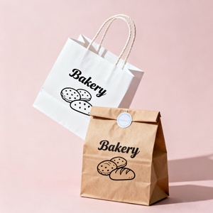 Bolsas de Papel Kraft para Regalos, Color Marrón y Blanco, con Impresión de Logotipo, Bolsas de Compras de Lujo, Venta al Por Mayor OEM - Product Image 1