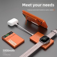 Cargador Inalámbrico Magnético Plegable y Estable, 5000/10000mAh, 20W/22.5W PD TFT, Multidispositivo 3 en 1, Portátil de Aleación de Aluminio