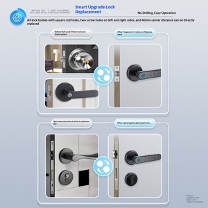 Serrure de porte sphérique en bois avec empreinte digitale et mot de passe, connectée Wi-Fi/application Tuya, passerelle électronique intelligente pour usage intérieur - Product Image 4