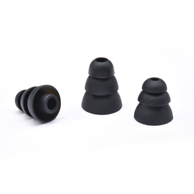 Replacement Earplugs Triple Flange Silicone Ear Tips Noise Isolation Silicone Earbuds Tips with 4mm Connector Hole