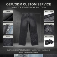 Jeans baggy personnalisés pour hommes, camouflage, broderie strass, denim délavé, streetwear, marque privée, faible MOQ, OEM, ODM, usine directe