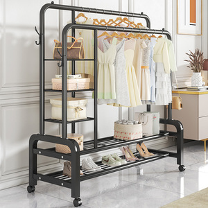 Tendedero de ropa multicapa con estante de almacenamiento de zapatos, estante organizador, <span class=keywords><strong>diseño</strong></span> de pie para dormitorio, balcón o baño - Product Image 4