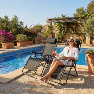 Silla de Playa Plegable y Portátil de Gravedad Cero para Bronceado, Reclinable y Ajustable para Dormir al Aire Libre - Product Image 6