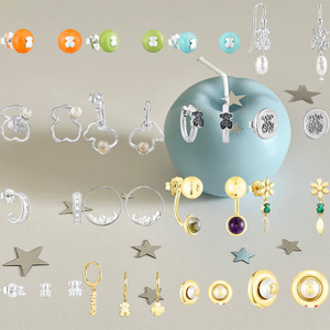 Pendientes de Oso Minimalistas de Alta Joyería Couture con Micro Zirconia y <span class=keywords><strong>Perlas</strong></span>, Adornos para Oreja en Oro Pulido y Plata para Oficina - Product Image 1
