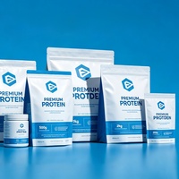 Ensemble d'emballages haut de gamme pour poudre protéinée Minfly – Sachet stand-up personnalisé en PET, AL, PE avec boîte en carton – Solution de marquage complète