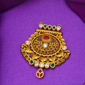 Colgante tradicional de oro con diseño de rubí, esmeralda y diamantes, estilo antiguo, joyería nupcial elegante, pieza de oro heredada hecha a mano. - Product Image 1