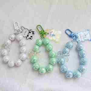 New Arrival Cute Rabbit Cartoon Keychain DIY Colorful Crystal <b>Beaded</b> Acrylic Keychain Accessories for Girl Bag Phone Lanyard - Product Image 3