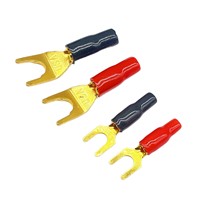 Connecteurs fourche en cuivre pur en caoutchouc souple, bornes de haut-parleur en Y, fiches banane en U MG
