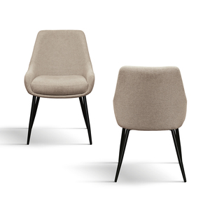 Gloria <b>Chair</b> Set Of 2 Beige Tissue Upholstery Metal Legs Indoor <b>Dining</b> <b>Chairs</b> - Product Image 2