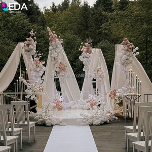 LEDA New white tulle wedding <b>backdrop</b> prop suitable for welcome <b>backdrop</b> display retractable curtain rod wedding arch - Product Image 2