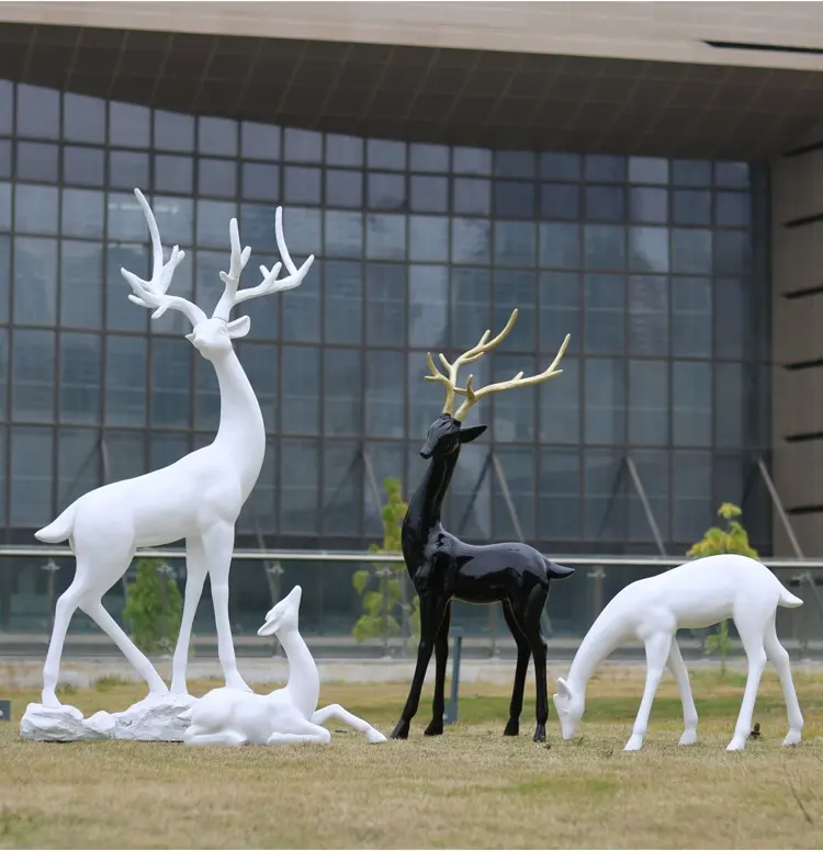 fiberglass abstract art deer statue resin deer sculpture christmas art decoration for home