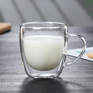 Offre Spéciale – Tasse à Expresso et Lait en Verre Borosilicate à Double Paroi, Écologique, 8oz/250ml, 350ml, avec Poignée – Cadeau d'Affaires Moderne - Product Image 4