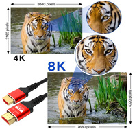 Tiktokink – câble HDMI 2.1 haute vitesse OEM mâle à mâle 19 + 1 4K 8K 1080P UHD 3D pour ordinateur, moniteur de télévision, câble HDMI