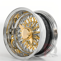 Jantes de voiture personnalisées vintage à rayons dorés chromés 72/100/144/150, modification Low Rider, 13x7 14x7 20 22 24 26 pouces, à rayons croisés