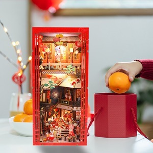 <span class=keywords><strong>Libro</strong></span> temático de Año Nuevo chino Nook DIY Kit artesanía miniatura rompecabezas de madera <span class=keywords><strong>Casa</strong></span> de juguete con iluminación regalo para adultos - Product Image 5