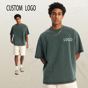 T-shirt en coton lourd uni de qualité supérieure 275g pour hommes, impression personnalisée du logo, t-shirt uni oversize pour hommes - Product Image 3