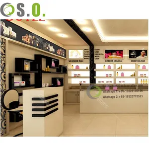 Functional cosmetic display cabinet with shelves used in skincare shop cosmetic showcase
