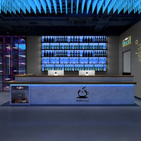 Bistro de luxe et armoire à vin Comptoir de bar de style industriel avec caisse enregistreuse éclairée Personnalisation silencieuse de la réception
